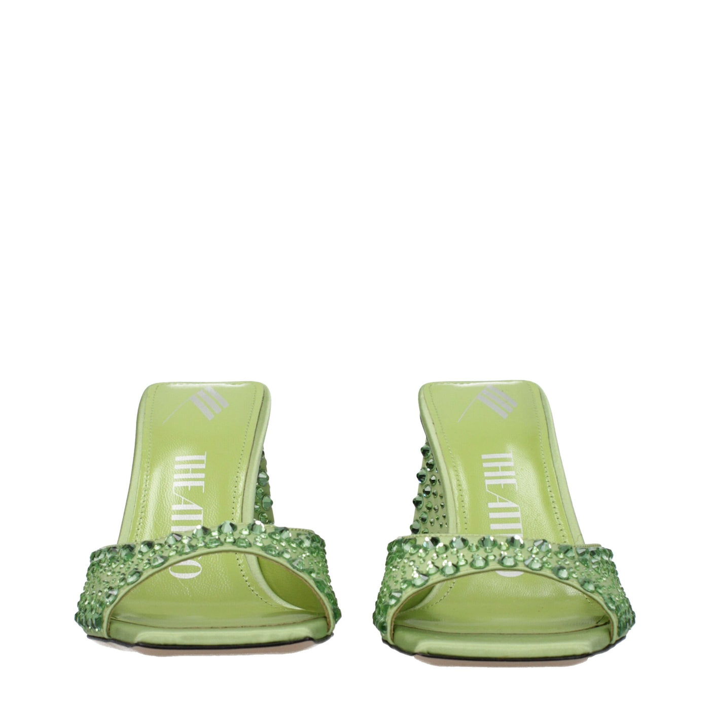 The Attico Green Satin Stiletto Heel Sandals
