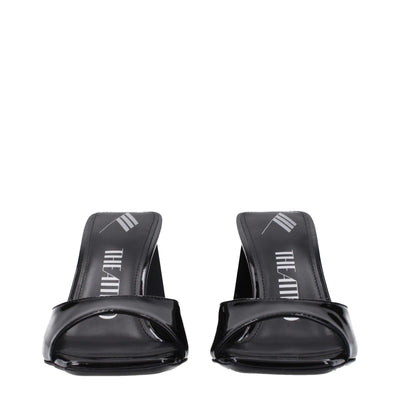 The Attico Black Leather Stiletto Heel Sandals