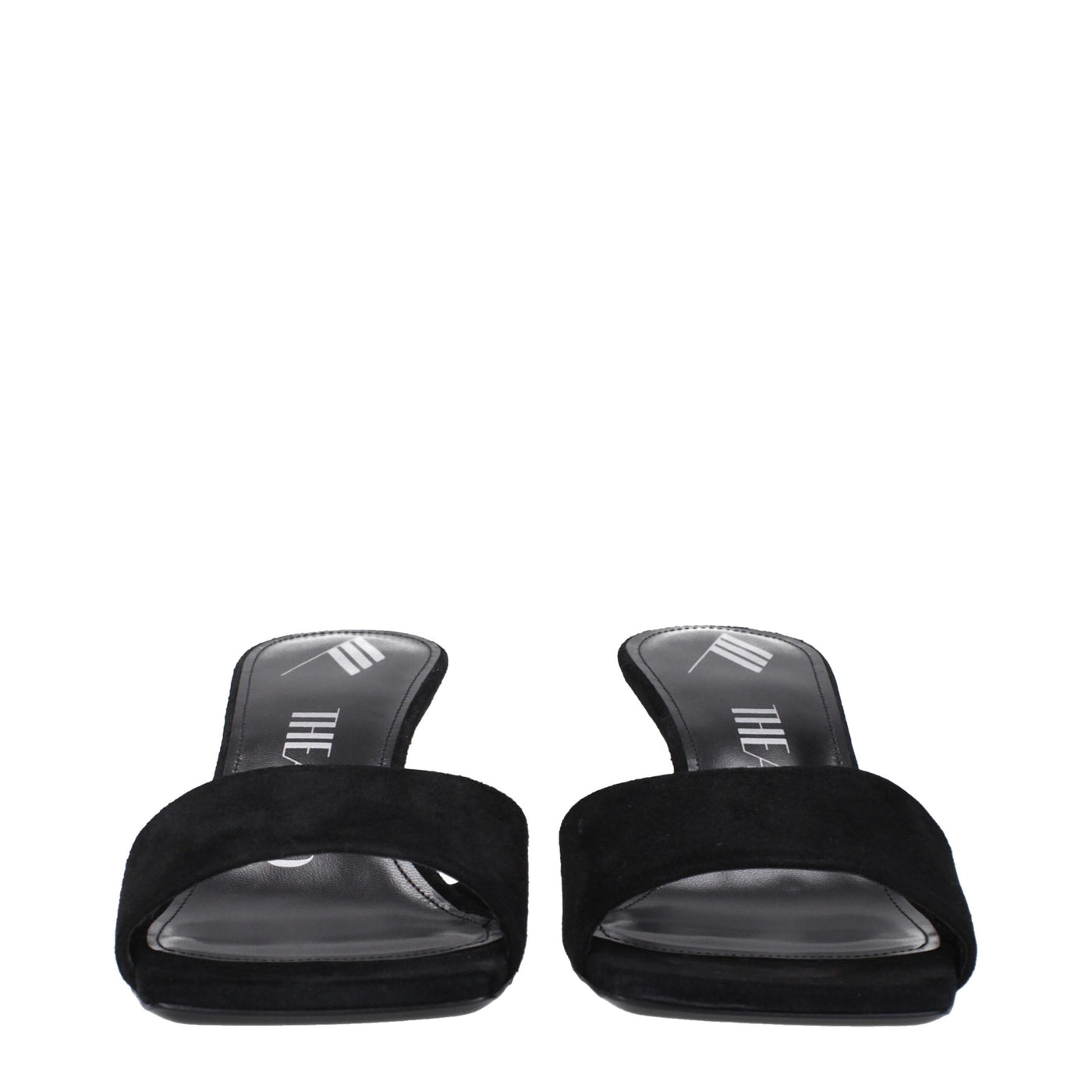 The Attico Black Leather Platform Sandals