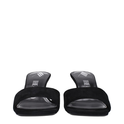 The Attico Black Leather Platform Sandals
