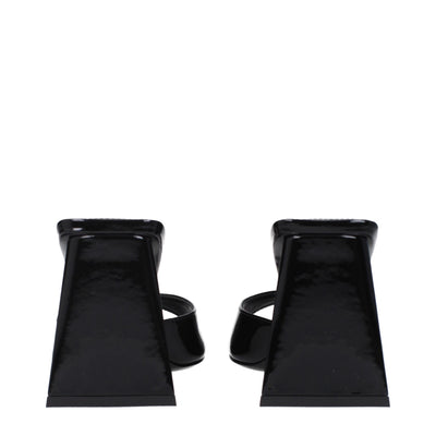 The Attico Black Leather Stiletto Heel Sandals