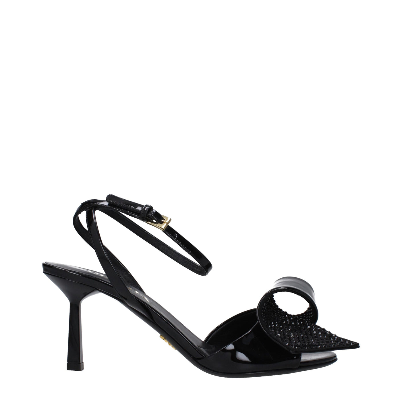 Prada Black Leather Stiletto Heel Sandals