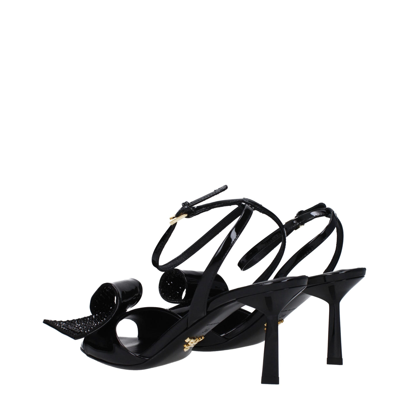 Prada Black Leather Stiletto Heel Sandals