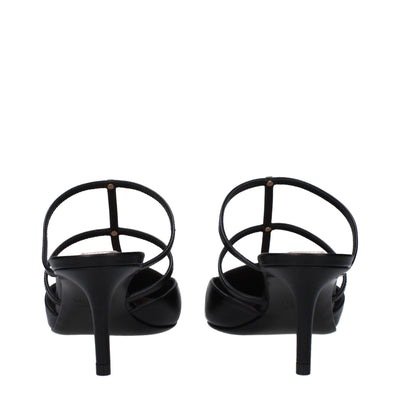 Valentino Garavani Black Leather Flat Sandals