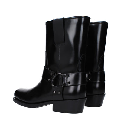 Valentino Garavani Black Leather Ankle Boots