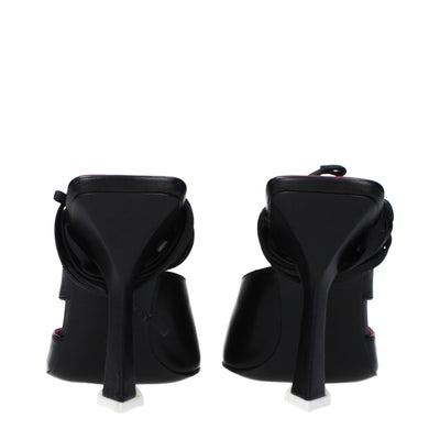 The Attico Black Leather Stiletto Heel Sandals