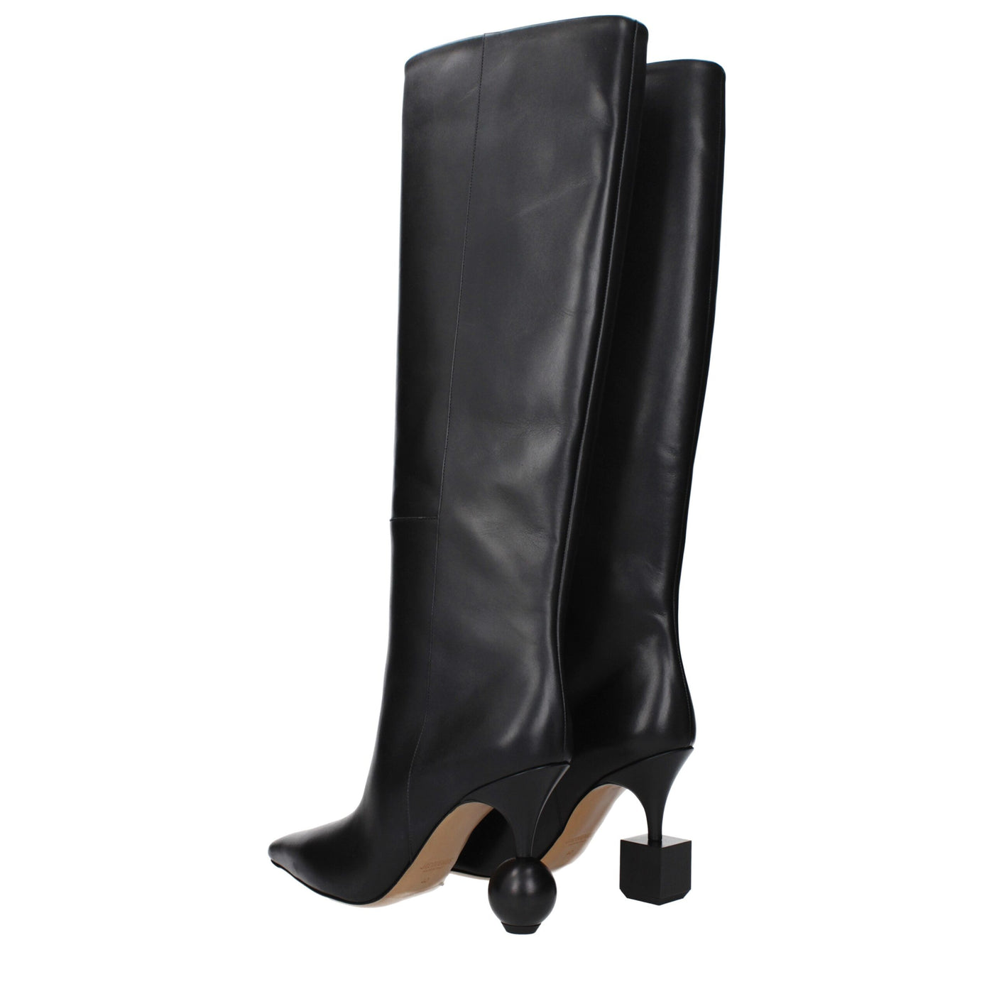 Jacquemus Black Leather High Heel Boots