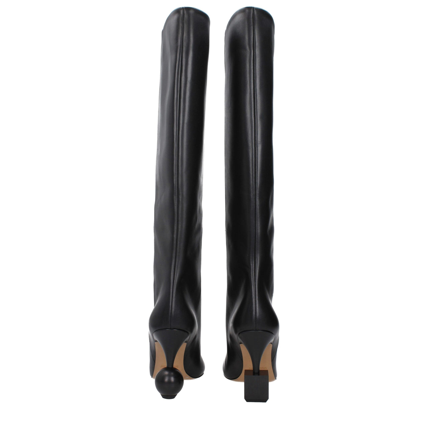 Jacquemus Black Leather High Heel Boots