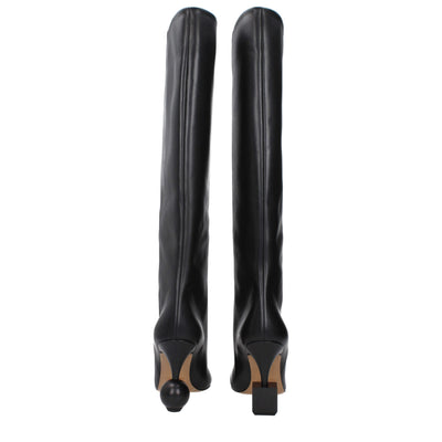 Jacquemus Black Leather High Heel Boots