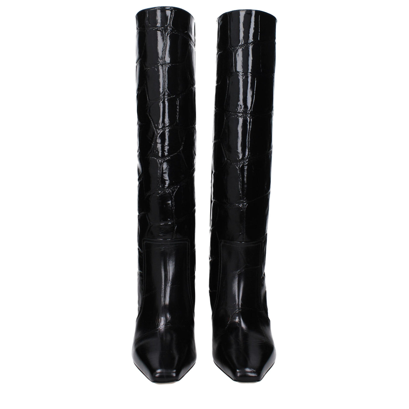 Paris Texas Black Leather High Heel Boots