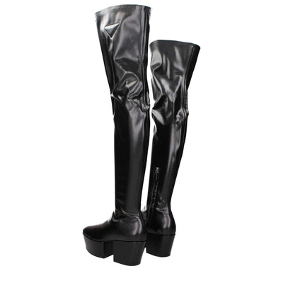 Prada Black Leather Over The Knee