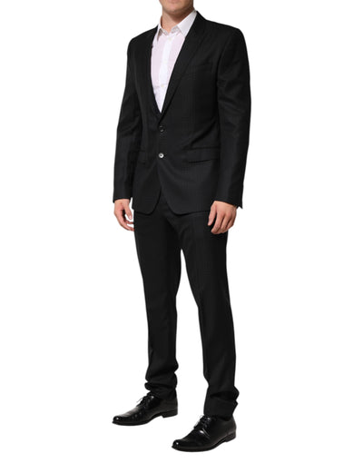 Dolce & Gabbana Black Jacquard Single Breasted 2 Piece Suit