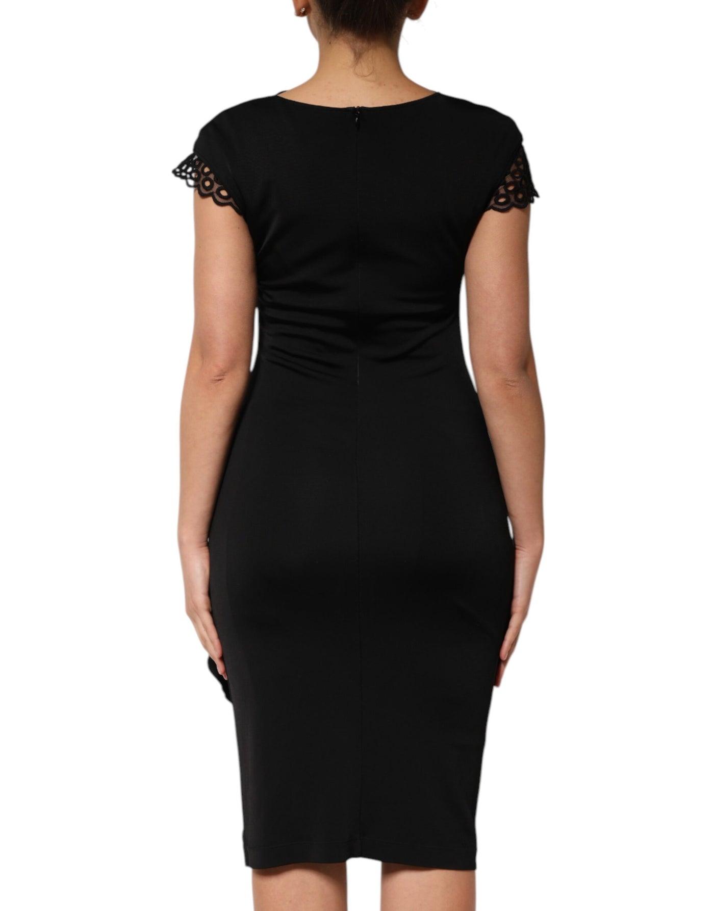 Roberto Cavalli Black Bodycon Short Sleeves Dress
