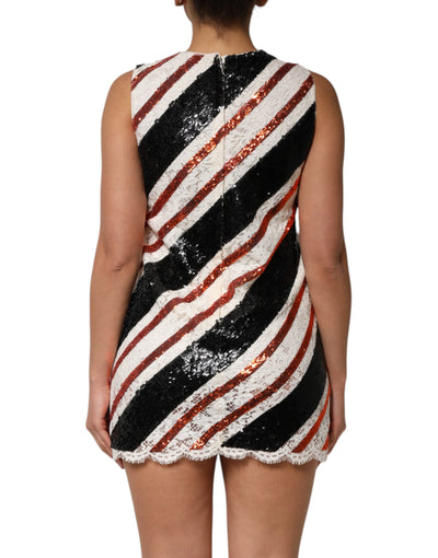 Dolce & Gabbana Multicolor Sequin Embellished Shift Dress