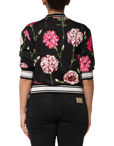Dolce & Gabbana Black Floral Print Cotton Short Sleeves Top