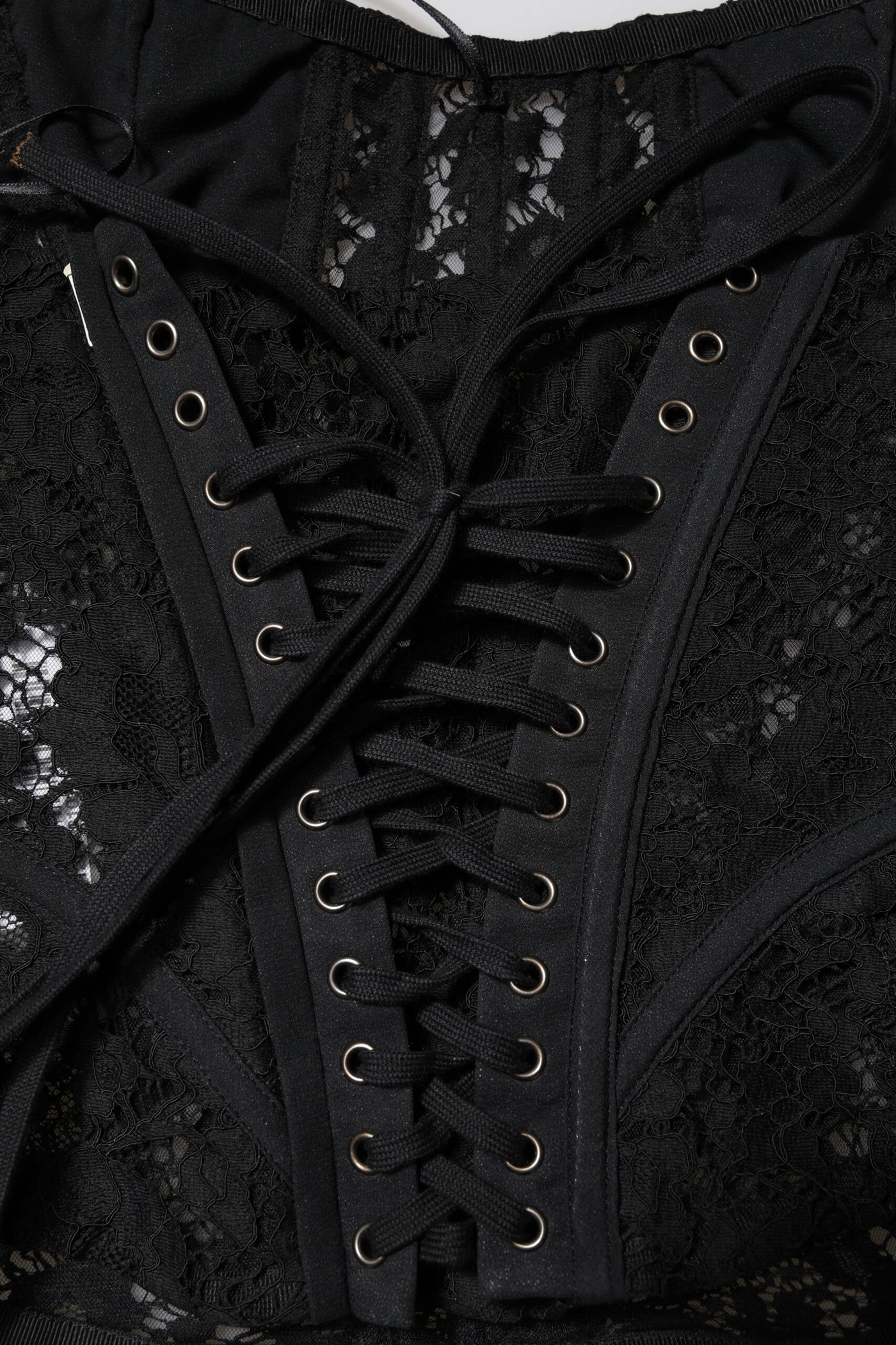 Dolce & Gabbana Black Strapless Floral Lace Bustier Cropped Top