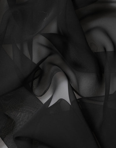 Dolce & Gabbana Black See Through Silk Chiffon Lace Blouse Top