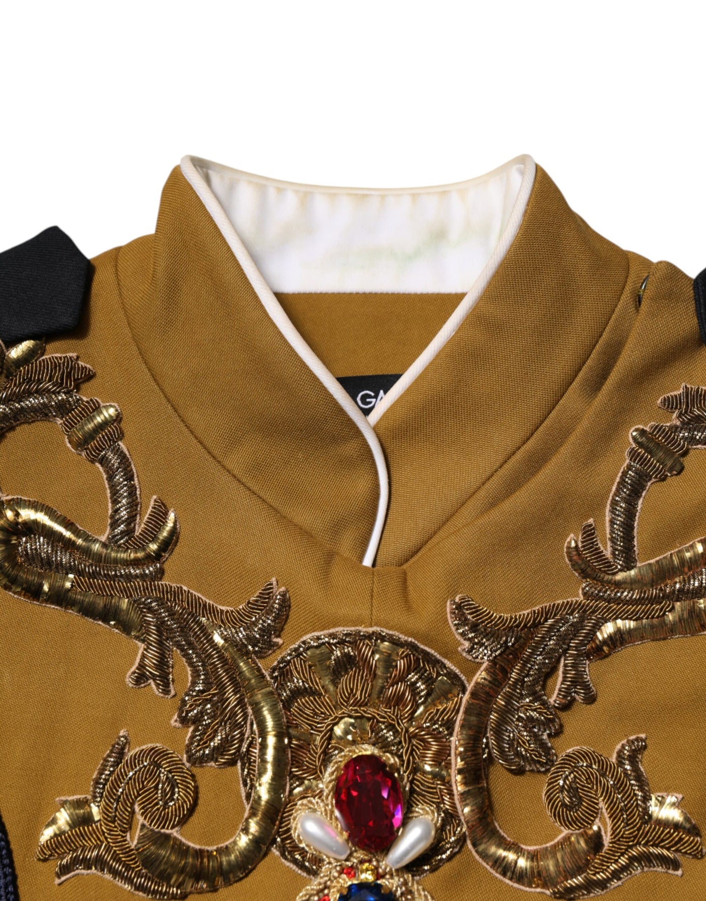 Dolce & Gabbana Yellow Crystal Cross Runway Vest Jacket Top