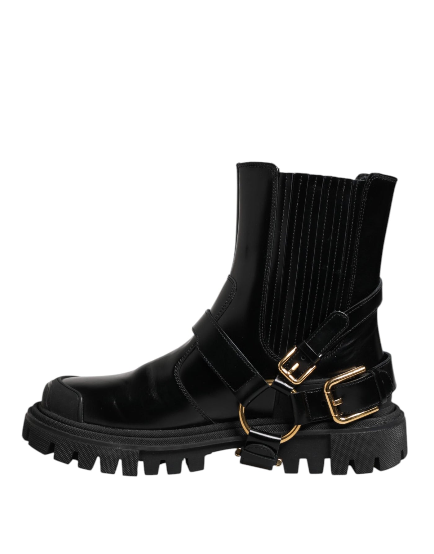 Dolce & Gabbana Black Leather Chelsea Men Short Boots Shoes