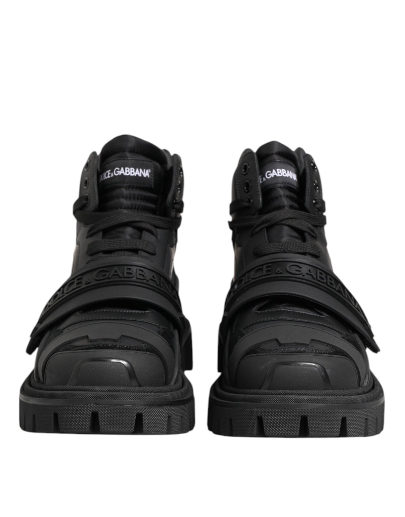 Dolce & Gabbana Black Leather Trekking Sneakers Boots Shoes