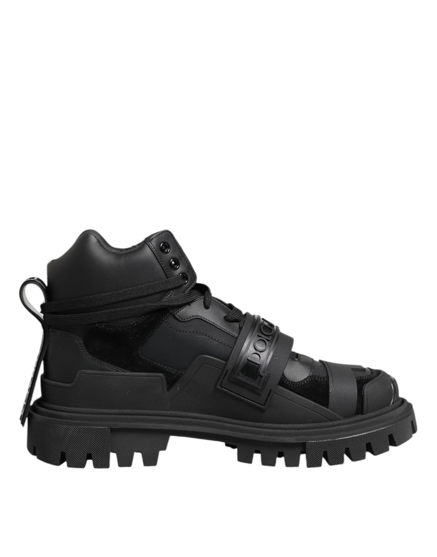 Dolce & Gabbana Black Leather Trekking Sneakers Boots Shoes