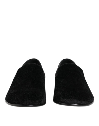 Dolce & Gabbana Black Jacquard Loafers Formal Men Dress Shoes