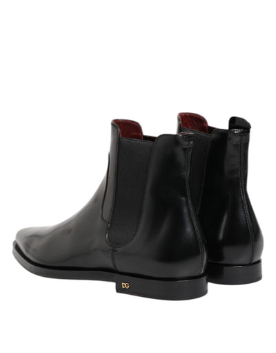 Dolce & Gabbana Black Leather MILLENIALS Mid Calf Boots Shoes