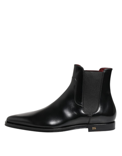 Dolce & Gabbana Black Leather MILLENIALS Mid Calf Boots Shoes