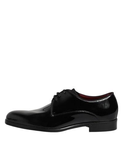 Dolce & Gabbana Black Leather Lace Up Men Derby Formal Shoes