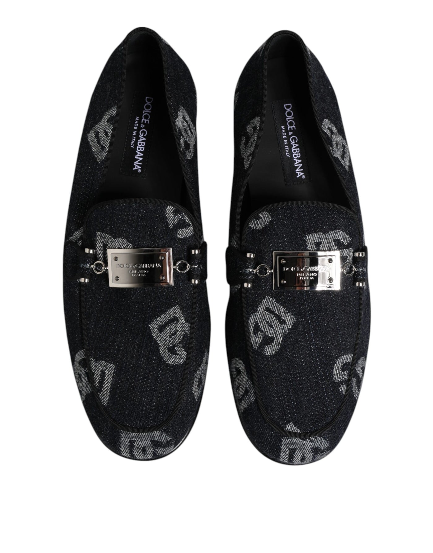 Dolce & Gabbana Blue Logo Cotton Loafers Formal Dress Shoes