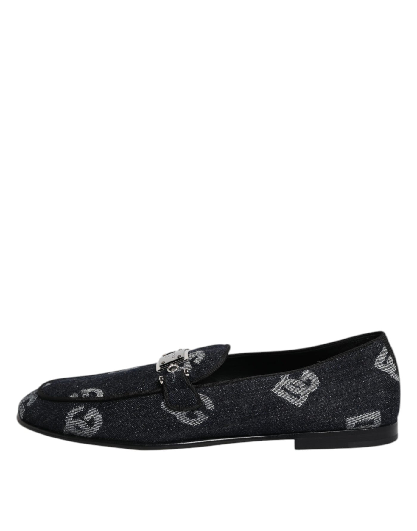 Dolce & Gabbana Blue Logo Cotton Loafers Formal Dress Shoes