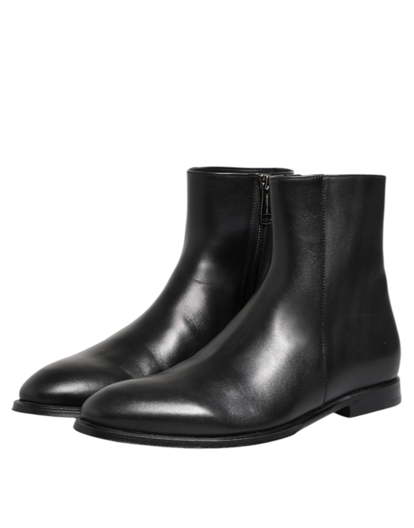 Dolce & Gabbana Black Leather Mid Calf Men Boots Shoes