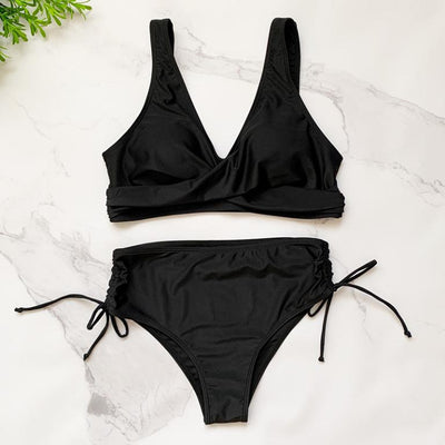 Twisted Bag Bikini Feminine High Waist Solid Color Bikini