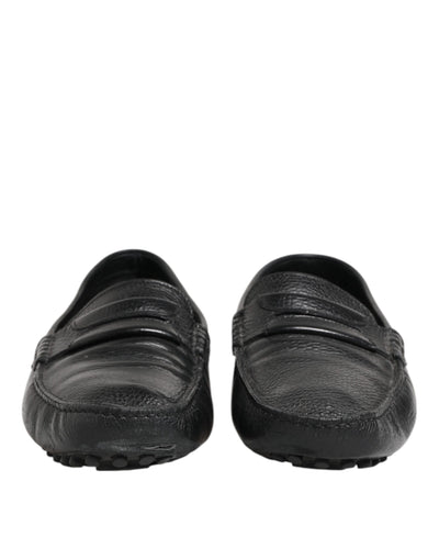 Dolce & Gabbana Black Leather Slip On Mocassin Loafer Shoes