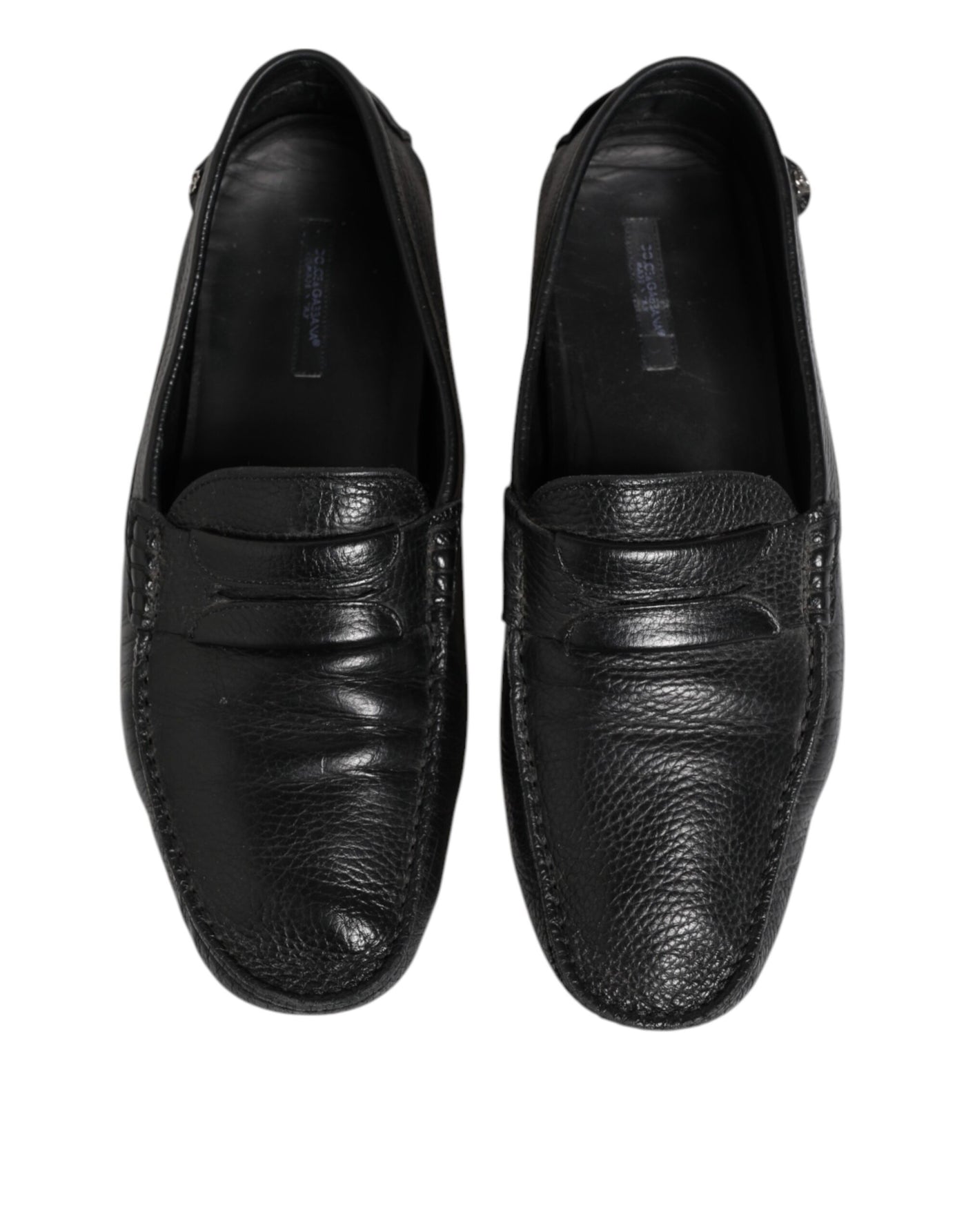 Dolce & Gabbana Black Leather Slip On Mocassin Loafer Shoes