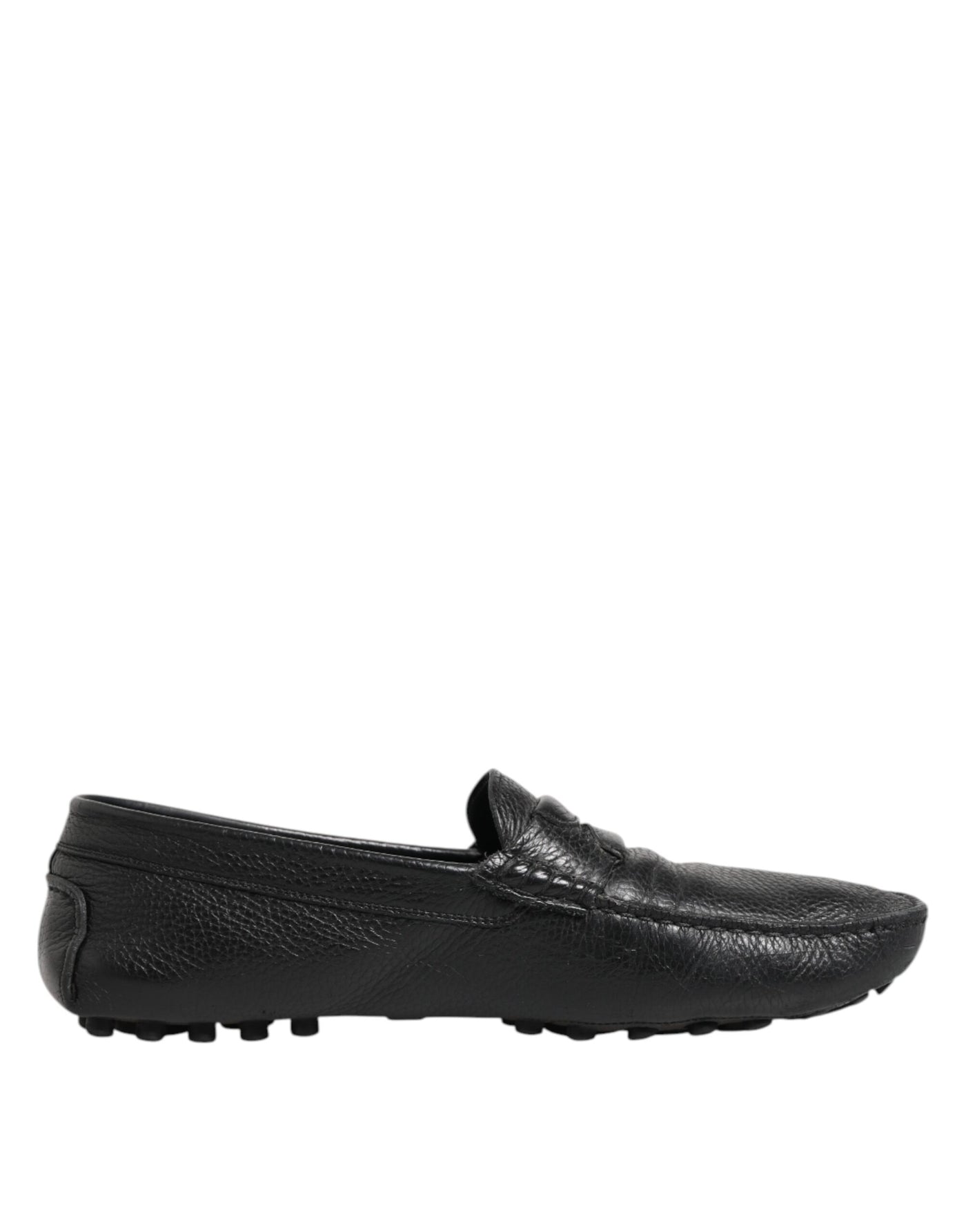 Dolce & Gabbana Black Leather Slip On Mocassin Loafer Shoes