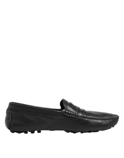 Dolce & Gabbana Black Leather Slip On Mocassin Loafer Shoes
