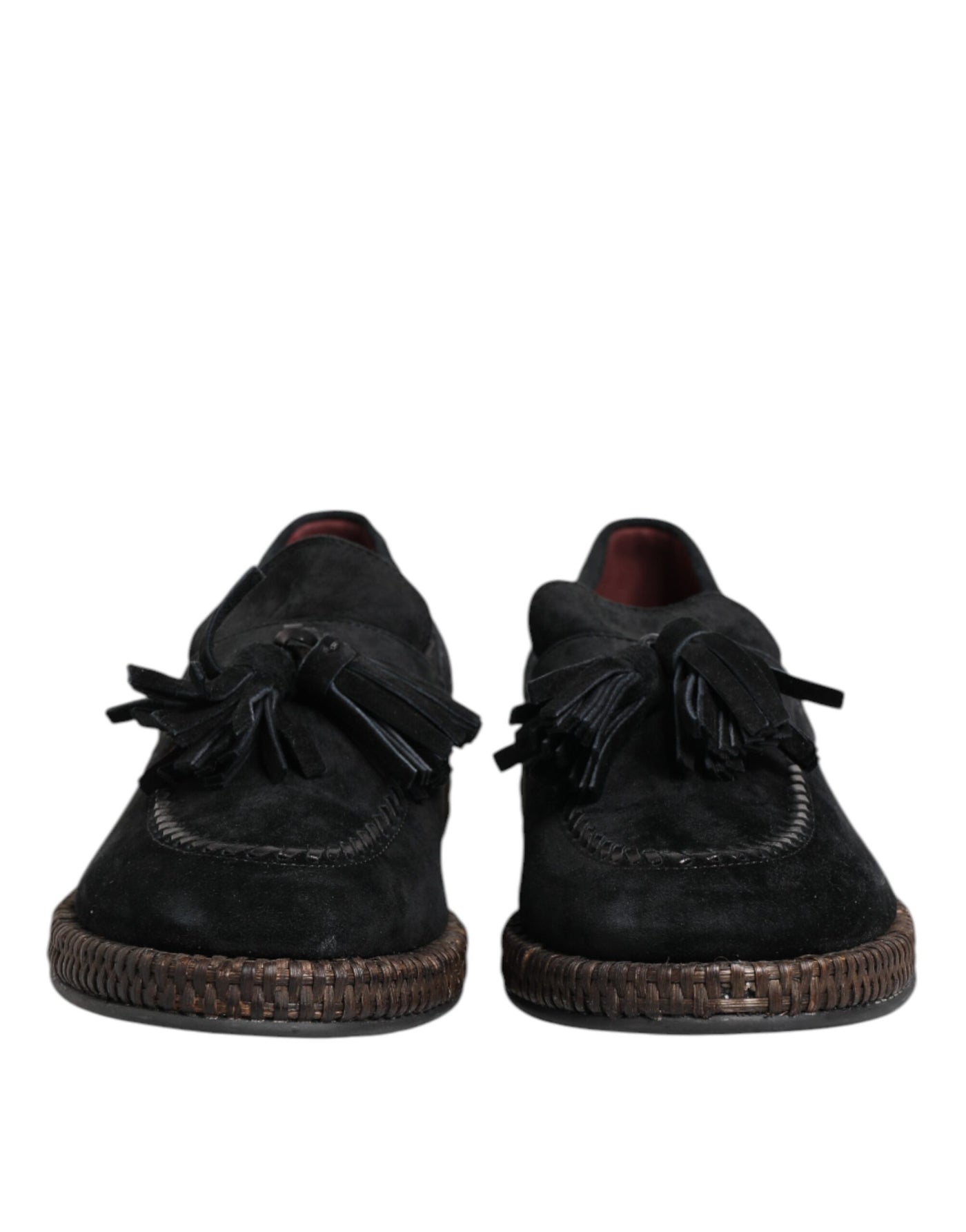 Dolce & Gabbana Black Suede Tassel Embellished Loafers Shoes