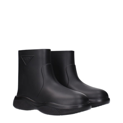 Prada Black Cotton Ankle Boots