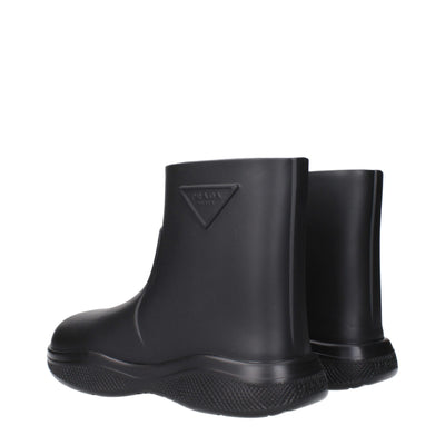 Prada Black Cotton Ankle Boots