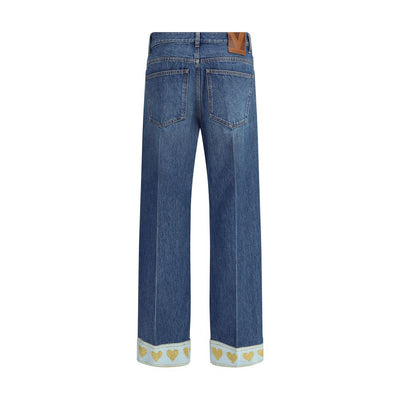 Valentino Blue Cotton Straight-Leg Jeans