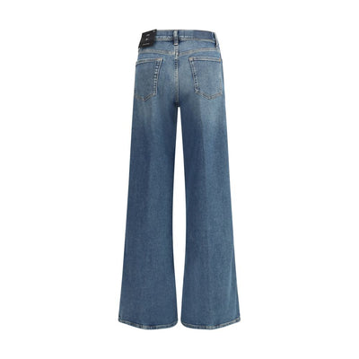 7FOR Blue Cotton Flared Jeans
