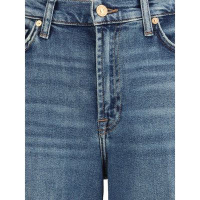7FOR Blue Cotton Flared Jeans