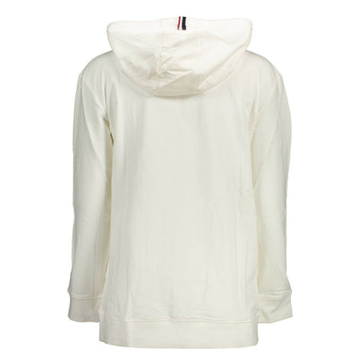 U.S. POLO ASSN. White Cotton Women Sweater with Hood and Pockets