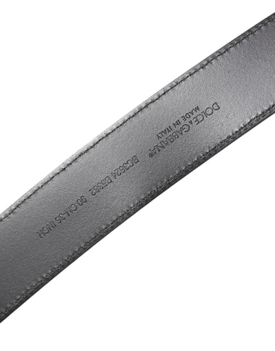 Dolce & Gabbana Black Leather Classic Metal Logo Buckle Belt