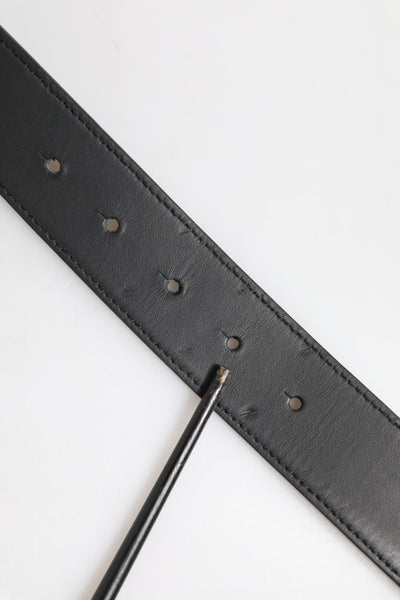 Dolce & Gabbana Black Leather Classic Metal Logo Buckle Belt