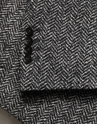 Dolce & Gabbana Black White Double Breasted Men Suit Blazer