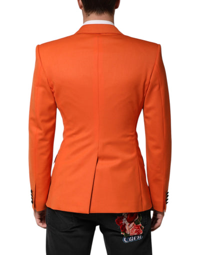 Dolce & Gabbana Orange SICILIA Double Breasted Coat Blazer