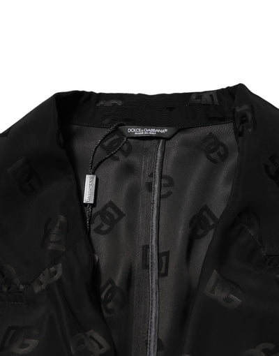Dolce & Gabbana Black Polyester Logo Monogram Coat Jacket