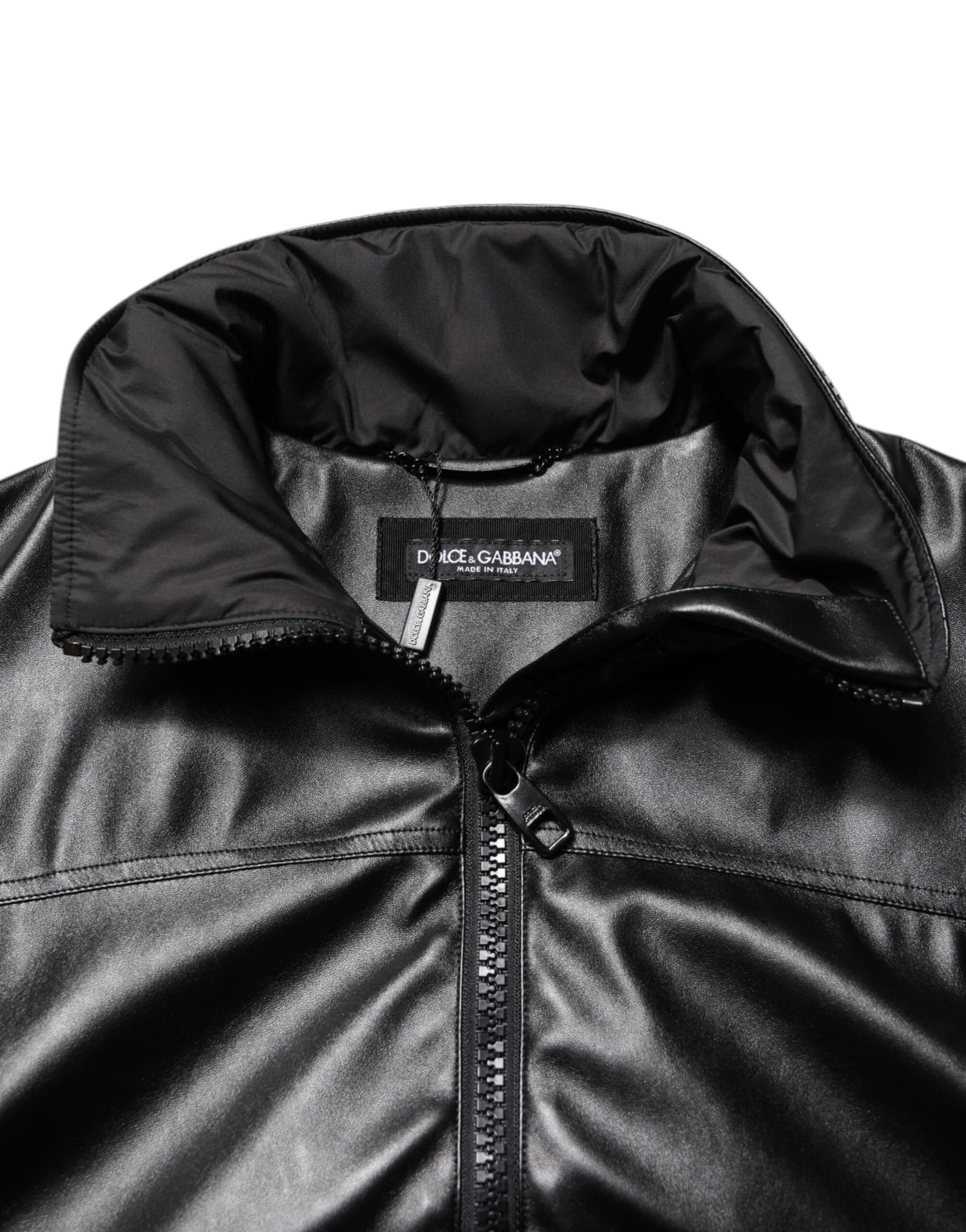 Dolce & Gabbana Black Polyester Logo Plaque Bomber Jacket